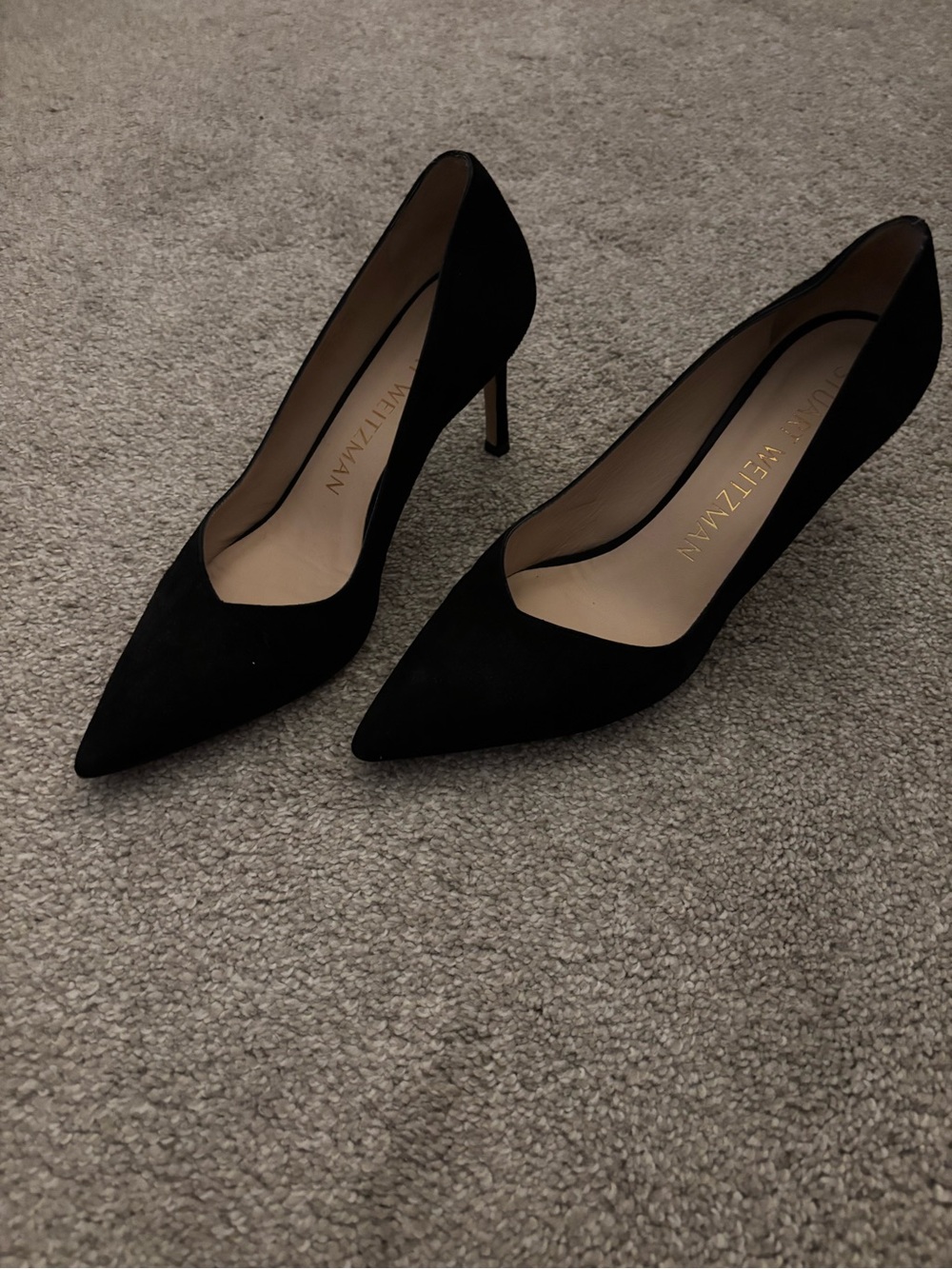 Stuart Weitzman Black Pointed Toe Stiletto Pumps